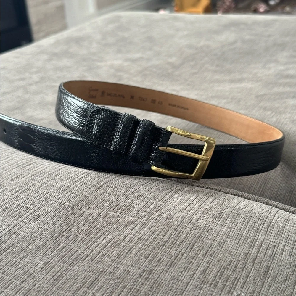 🔥 Mezlan Mens Genuine Ostrich Black Dress Belt A07257. Size 40